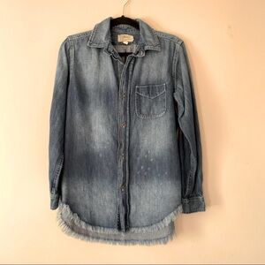 Current Elliot Distressed Denim Button Down Shirt Jacket